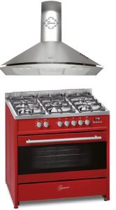 Gurari GCH E 911 R Gas Elektro Standherd 90 cm + Dunstabzugshaube GCH C 046 IS 90 cm