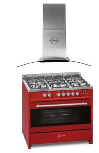 Gurari GCH E 911 R Gas Elektro Standherd 90 cm + Dunstabzugshaube  GCH T 465 IS 90 BL PRIME 90  cm