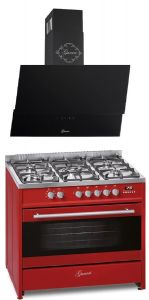 Gurari GCH E 911 R Gas Elektro Standherd 90 cm + Dunstabzugshaube  GCH 268 BL 9 Prime 90  cm