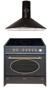 Gurari Elektro-Standherd GCH E 912 BL r + GCH 046 BL 9 Dunstabzugshaube 90cm