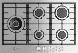 Gurari GCH FG 755 Gaskochfeld 75 cm, Edelstahl, 4,0 KW WOK, 5 Gasbrenner,Erdgas, FL.Gas 