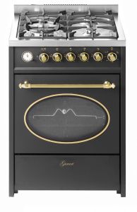 Gurari E 614 BL Retro Gas Elektro Standherd 60 cm Erdgas Fl.Gas 4 Kw WOK, 8 Funktionen