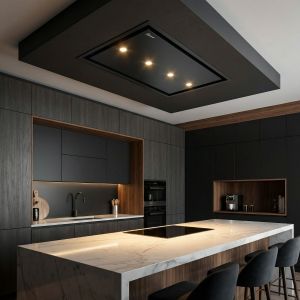 GCH 791 BL Diamond Deckenhaube 90 cm – Schwarze Dunstabzugshaube 850 m³/h, Umluft & Abluft, 