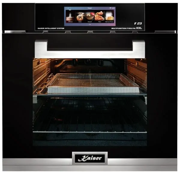 Kaiser Herd-Set EH 6344 Einbau Backofen Schwarzes Glas 79L + KCG 9386 Gaskochfeld 86 cm