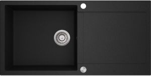 Einbau Granitspüle Gurari SQT 103 -601 AWP Schwarz metallic inkl. Siphon, 1000 x 500 mm