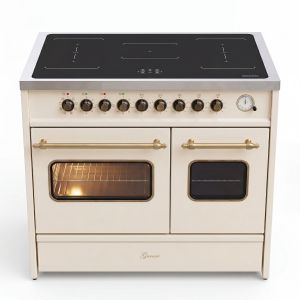 GURARI Induktions-Standherd GCH E 913 DF CR, Retro Elektro Standherd 90 cm, Range Coocker 
