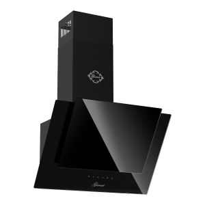 GURARI Kopffreihaube CH 6065 E, Dunstabzugshaube 60 cm, Wandhaube Abluft|Umluft, Schwarz Glas, 1000m³/h
