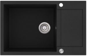 Einbau Granitspüle Gurari SQT 105 -601 AWP Schwarz, inkl. Siphon, 780x500