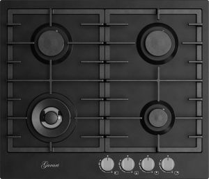 Gurari GCH FB 604 BL Gaskochfeld 60 cm, Schwarz 4,0 KW WOK, 4 Gasbrenner,Autark