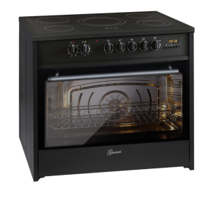 GURARI Elektro Standherd GCH E 912 BL Glaskeramik Herd 90 cm Schwarz Range Cooker Elektro XXL Backofen 121 L