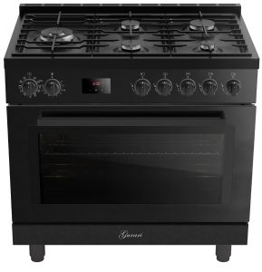 Gurari GCH E 818 BL Gas Elektro Standherd 90 cm 126 L Erdgas Fl.Gas 4 Kw WOK Schwarz