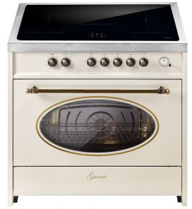 GURARI Induktions-Standherd E 913 RU CR, 90 cm, 5 Zonen, 121L, Creme, Range Coocker