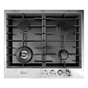 Gurari TX 604 VTGL Gaskochfeld 60 cm – Edelstahl/Schwarz 4 Flammig, 4,0 kW Wok, autark