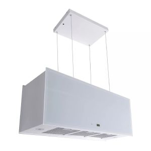 Gurari GCH I 333 90 WH Prime Umluft Dunstabzugshaube Inselhaube 90cm 1000m³/h Weiß Glas TouchControl