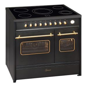 GURARI Elektro Standherd GCH E 912 DF BL r Glaskeramik Herd 90 cm Schwarz Range Cooker Elektro Doppelbackofen