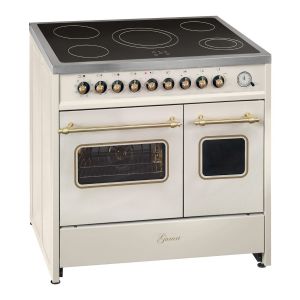 GURARI Elektro Standherd GCH E 912 DF Cr r Glaskeramik Herd 90 cm Creme Range Cooker Elektro Doppelbackofen