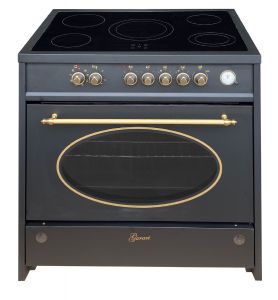 GURARI Elektro Standherd GCH E 912 BL r Retro Glaskeramik Herd 90 cm Schwarz Range Cooker Elektro XXL Backofen 121 L