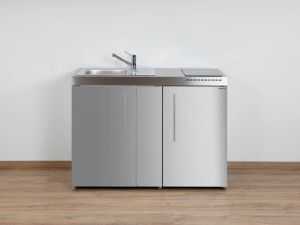 Stengel Miniküche Premiumline MP 120 Edelstahl mit Kühlschrankund und Induktionskochfeld